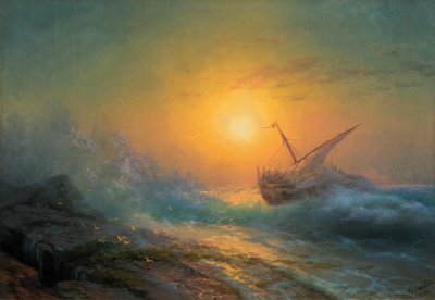 Stormy Sea at Sunset by Ivan Konstantinovich Aivazovsky